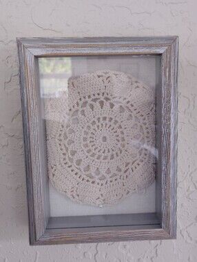 5x7 Shadow Box Framed Crochet Doily Wall Art - Cream